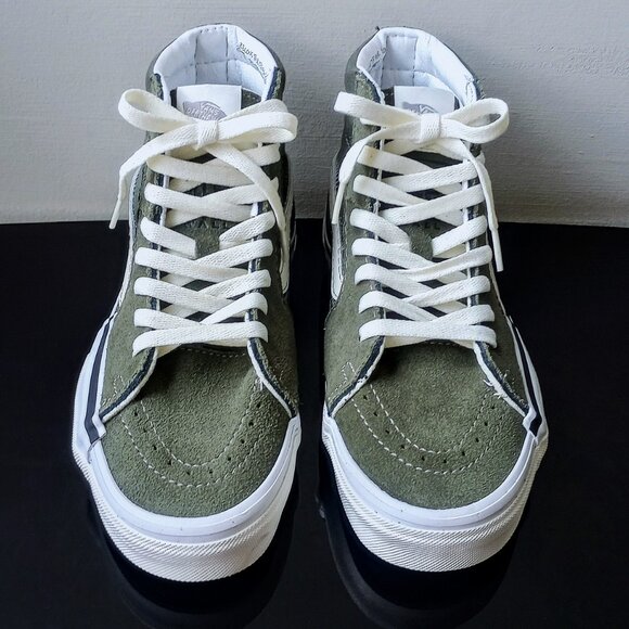 Vans Men's Sk8-Hi Reconstruct Suede / Canvas Sneaker in Fantastic Olive Camo - Picture 4 of 15